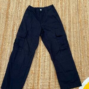 Wide leg black cargos